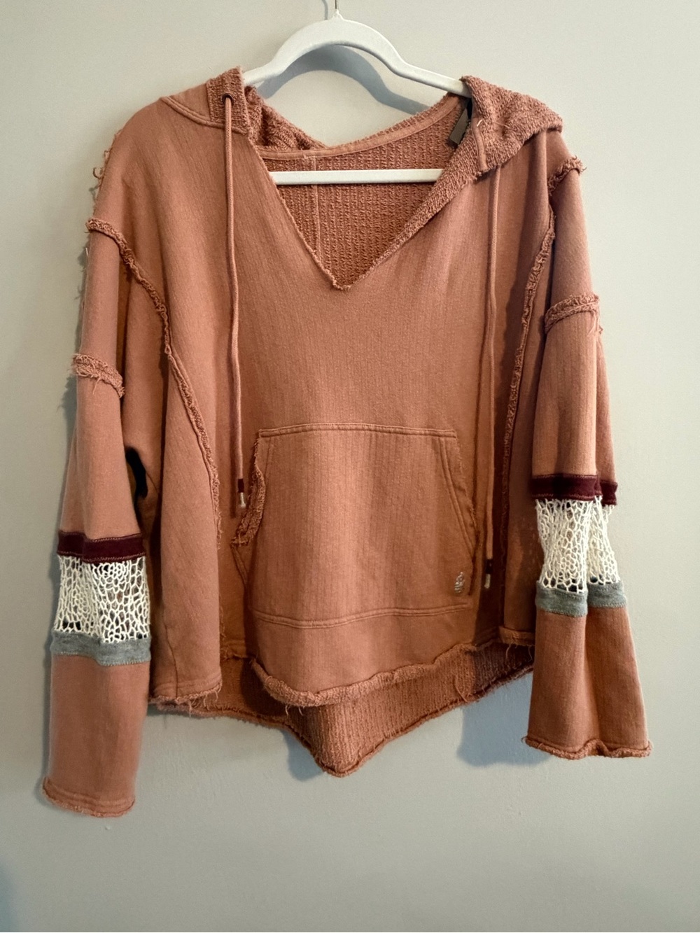Free People Movement crocheted detail hoodie sweatshirt size m
